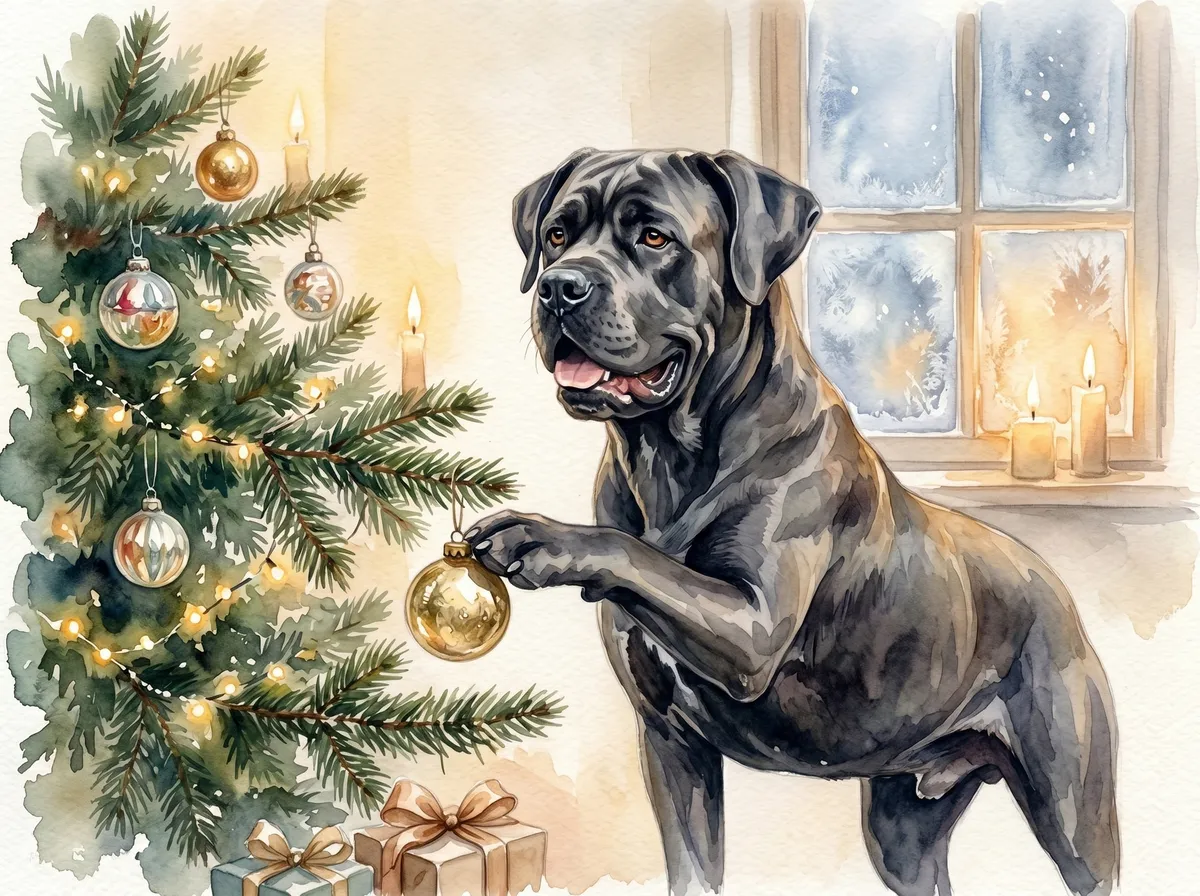Cane Corso watercolor calendar month 12